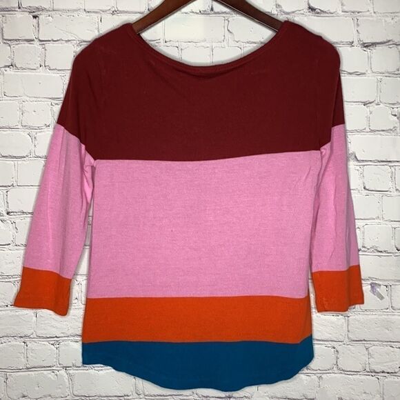 Colorblock Sweater Stripe Linen Blend XS - Picture 3 of 7